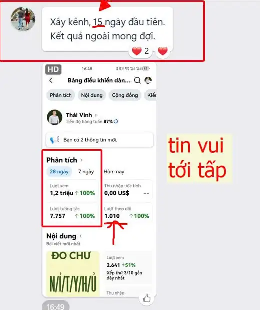 Tin nhắn của Thái Vinh kèm ảnh 1,2 triệu lượt xem
