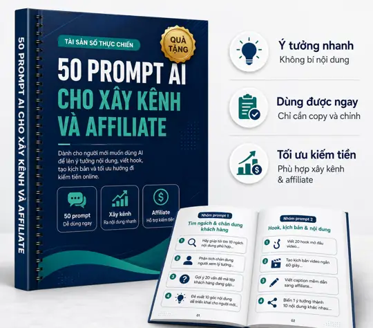Bìa tài liệu 50 prompt AI cho xây kênh
